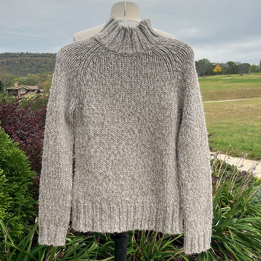Sweater Acrylic Wool Alpaca Knit Womens Medium Mock Neck Eagles Eye Vintage